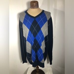 Men’s Blue Sweater. Diamond Pattern. Old Navy. Size XXL.